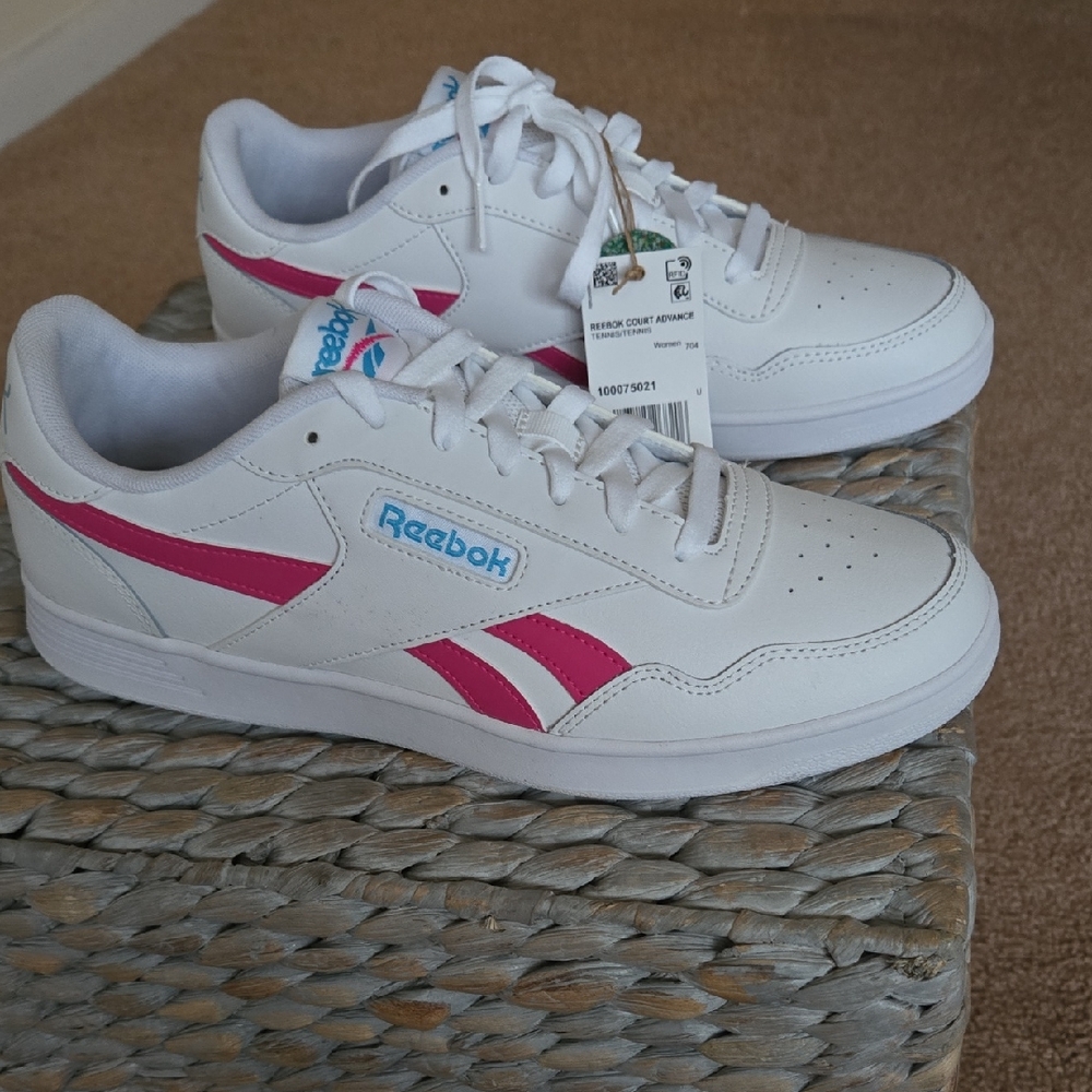 Reebok White Sneakers with Pink Highlights